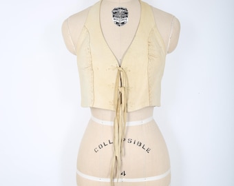 70s Vintage Leather Handmade Halter Top Streetwear Festival Coachella Motorcycle Biker