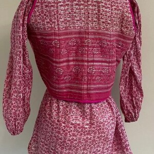 Vintage 70s Indian Barbie Pink Sheer Gauze Cotton 2 pc Matching Blouse Vest Block Print Paisley Floral Flower Boho Hippie Hippy Barbiecore image 3