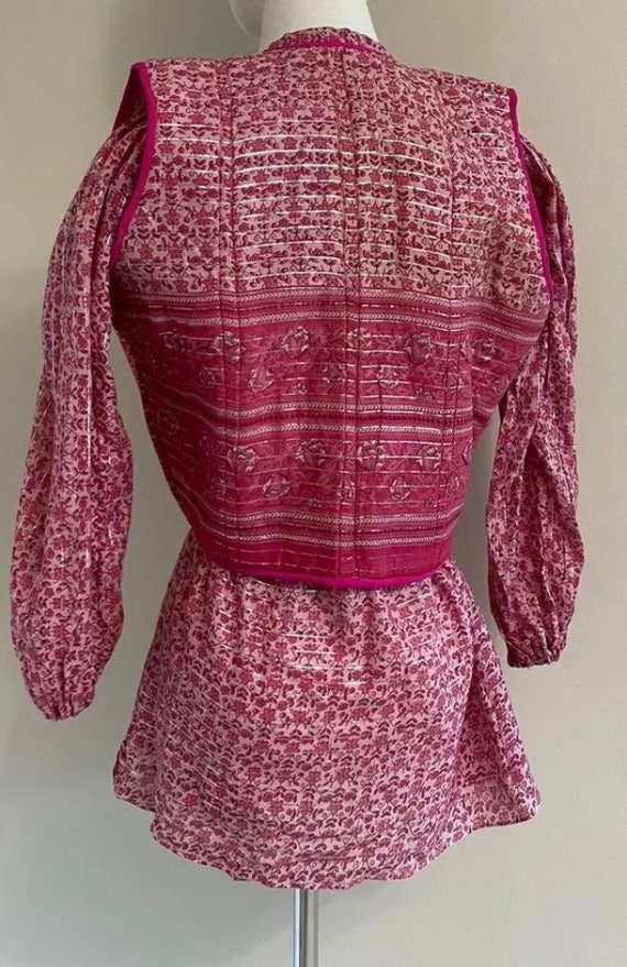 Vintage 70s Indian Barbie Pink Sheer Gauze Cotton… - image 3