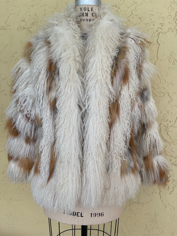 Vintage Coat Mongolian Fur Patchwork Coat Shaggy … - image 8