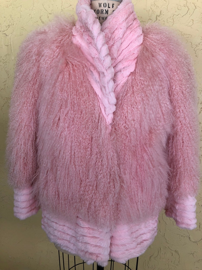 Vintage Mongolian Fur Coat Pink Coat Shaggy Fur Coat Glam Rock - Etsy