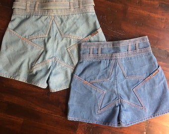 NOT FOR SALE!!    Do Not Purchase!!!  Vintage 70s N'est Ce Pas Star Denim Shorts High Waisted High Rise Mom Boho Hippie Festival Coachella