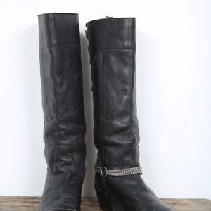 Harley Davidson Vintage Black Leather Boots Motorcycle Boots Biker Boots Black Boots Concert Rally Festival Biker Chic Chain