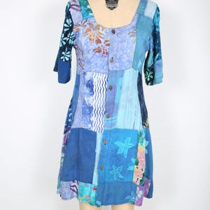 Multi Color Blue Patchwork Dress Summer