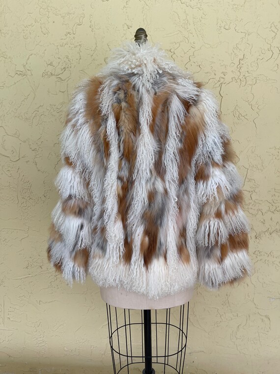 Vintage Coat Mongolian Fur Patchwork Coat Shaggy … - image 5