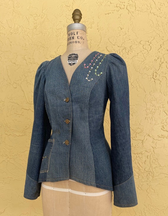 LOVE MELODY Jacket Denim Patchwork Jacket Coat De… - image 6