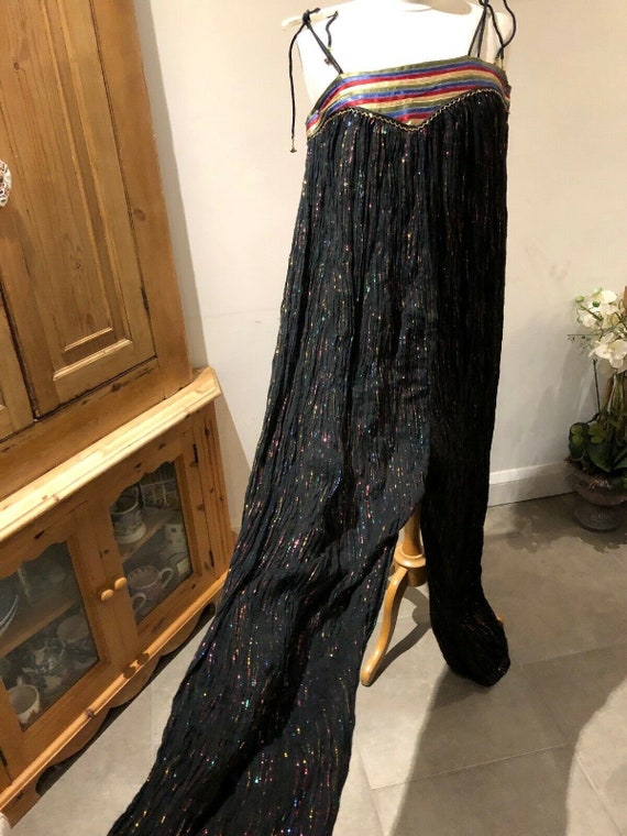 Vintage 70s Phool Indian Jumpsuit Harem Sheer Gau… - image 2