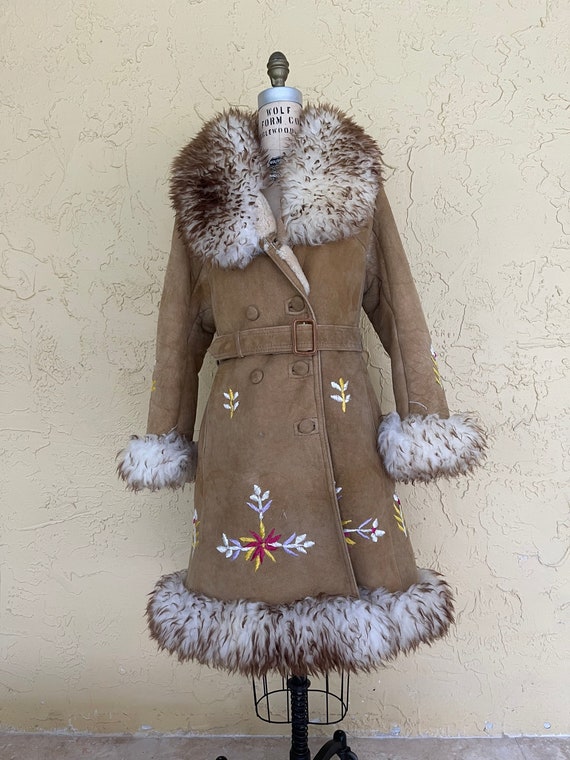 Vintage 70s Afghan Coat Jacket Shearling Sheepski… - image 1