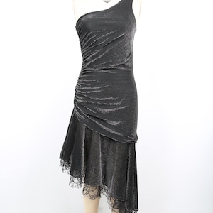 Vintage Silver Metallic Multi Color Metallic Ruched Dress Party