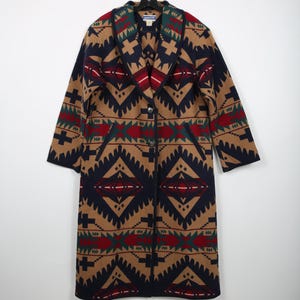 Pendleton Long Wool Coat Jacket Multi Color Aztec Southwestern Yellowstone Coat Winter Coat Blanket Coat