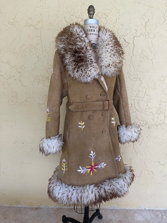 Vintage 70s Afghan Coat Jacket Shearling Sheepski… - image 2