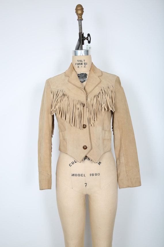 Vintage Western Cowgirl Suede Fringe Leather Jacke