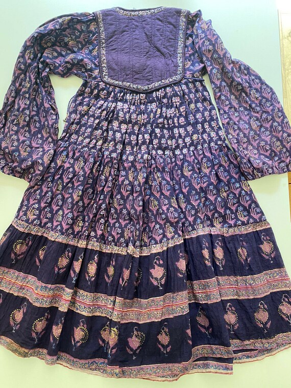 PHOOL India Imports Girl's Vintage 70s Indian Dress Maxi Dress Sheer Gauze  Floral Block Print Gold Overlay Boho Hippie Woodstock Hippy Gypsy - Etsy UK