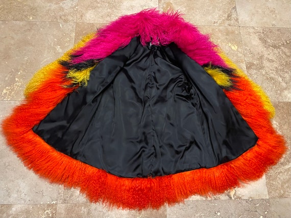 Vintage Mongolian Fur Coat Multi Color Patchwork … - image 7