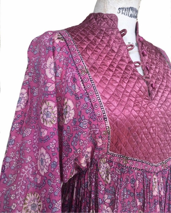 ADINI Dress Vintage 70s Indian Dress Midi Dress P… - image 7
