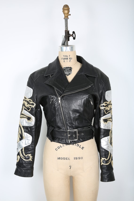 North Beach Leather Black Motorcycle Jacket with … - image 2