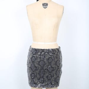 Leopard Print Sequin Mini Skirt Mod Modern Streetwear Rave Festival Party Disco