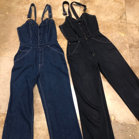 Vintage 1970s N'est Ce Pas BLACK Denim Overalls Ju