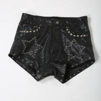 Upcycled Leather Star Studded Leather Shorts Festival Coachella Concert Stagecoach Rock n Roll