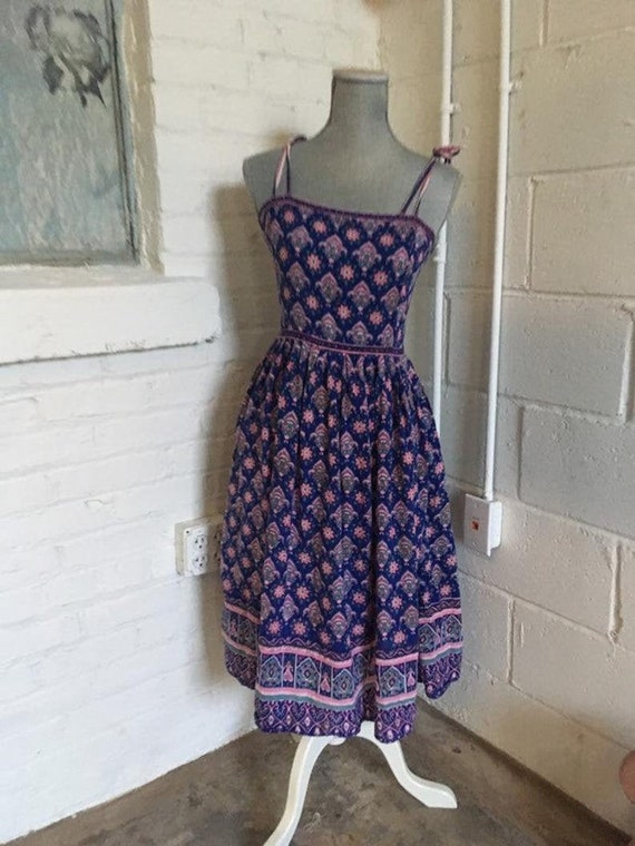 Vintage 70s 80s Adini Indian Dress Sundress Dress… - image 1