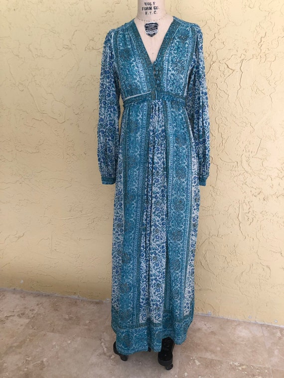 Vintage 70s Indian Dress Maxi Dress Orients Exclus