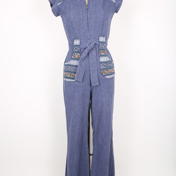 Vintage 70’s Blue Jumpsuit Size Medium Overall main image 1