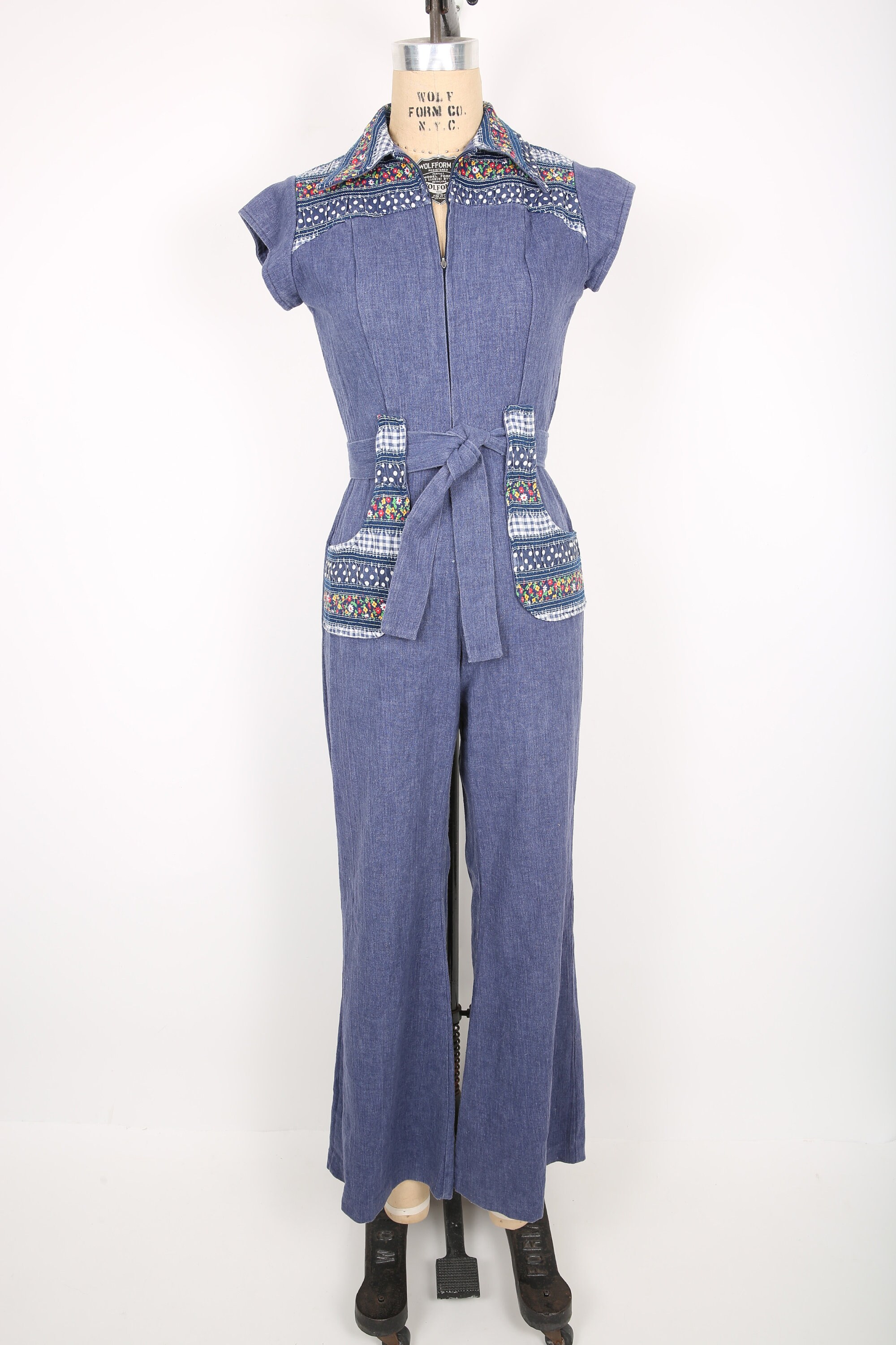 Eleanor plunging denim jumpsuit sale