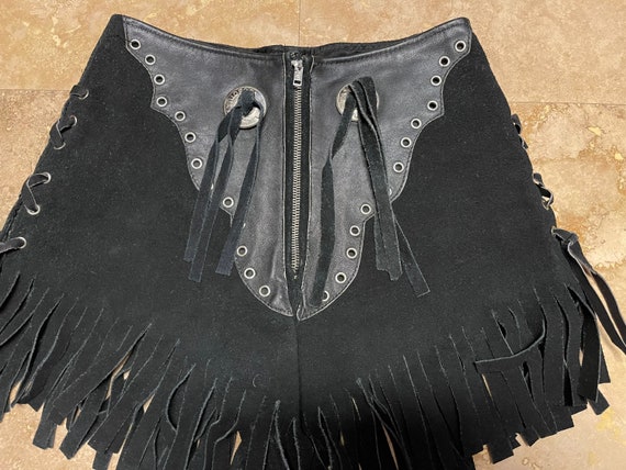 Vintage 80s 90s Black Leather Shorts Easy Riders … - image 2