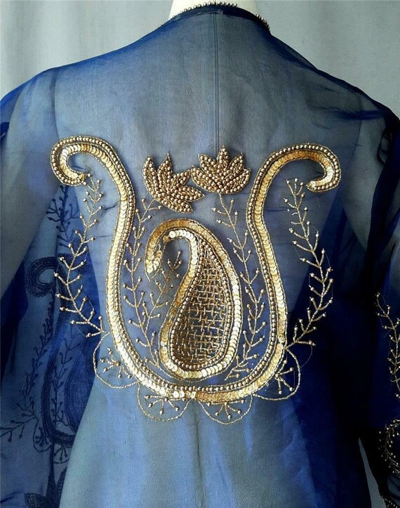 Sheer Gold Robe Vintage Jacket Duster Robe Sheer Gold Beaded Sequin B… - Gem