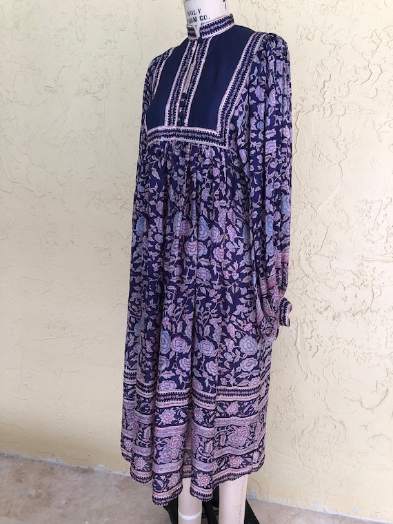 Vintage 70s Phool Indian Dress Midi Dress Silk Dre