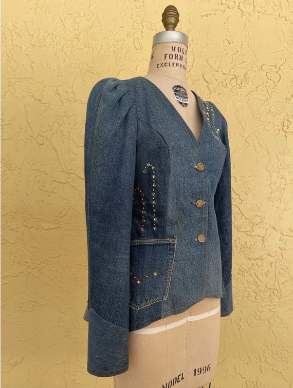 LOVE MELODY Jacket Denim Patchwork Jacket Coat De… - image 3