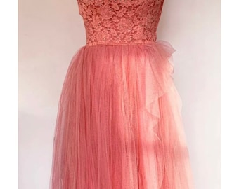 Vintage Barbie Pink Dress Summer 50s 60s Summer Party Dress Barbiecore Party Garden Party Tulle