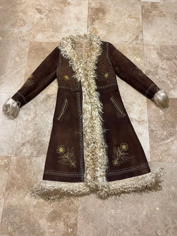 Vintage 70s Afghan Coat Penny Lane Coat Shearling… - image 1