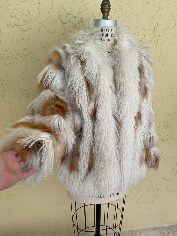 Vintage Coat Mongolian Fur Patchwork Coat Shaggy … - image 2