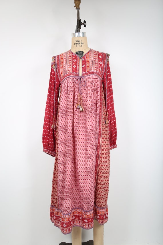 Vintage 70s ANOKHI Indian Dress Midi Dress  Sheer 