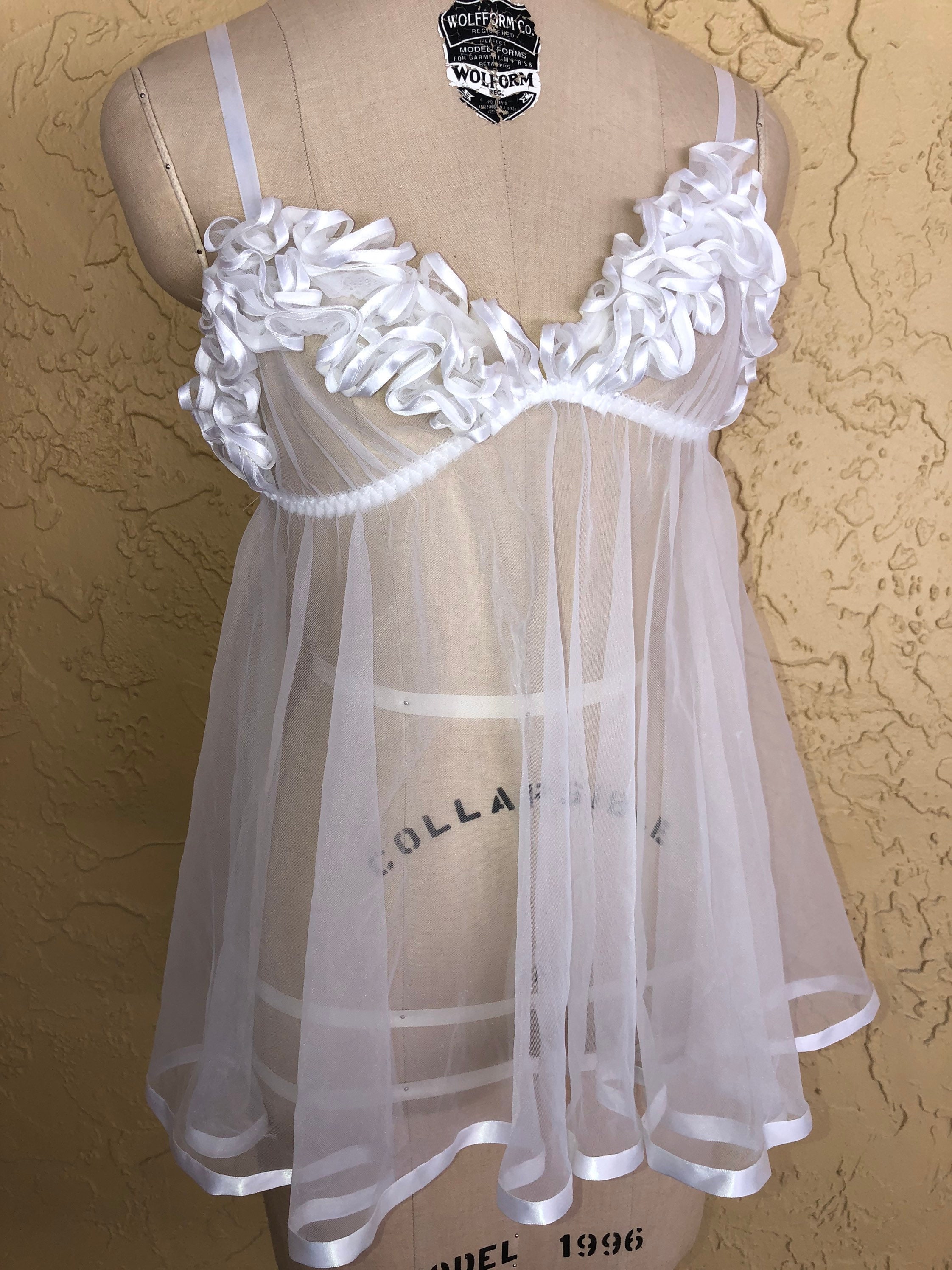 Vintage Babydoll Lingerie FREDERICK S OF HOLLYWOOD White Etsy vintage-babydoll-lingerie-frederick-s-of-hollywood-white-etsy