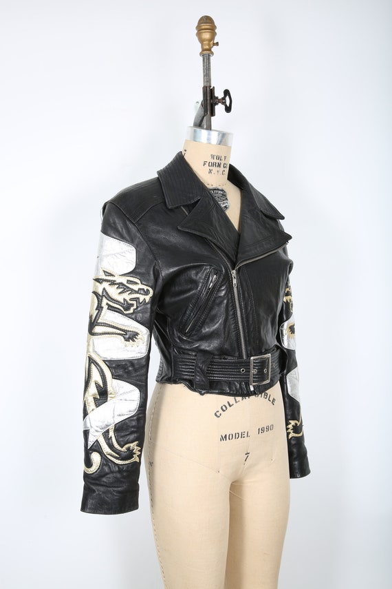 North Beach Leather Black Motorcycle Jacket with … - image 3