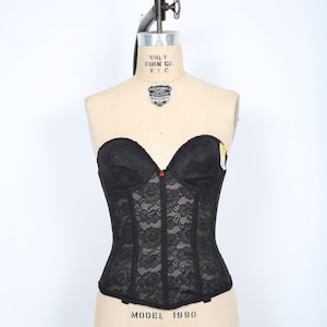Vintage Black Lace Bra Bustier Corset Top Lingerie Streetwear Rave Hip Hop Concert Festival Coachella Stagecoach