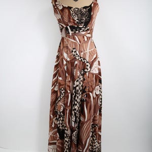 70s Vintage Animal Leopard Print Maxi Dress