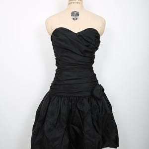 80s 90s Vintage Black Ruched Bubble Hem Party Dress Y2K Party Dress Cocktail Dress