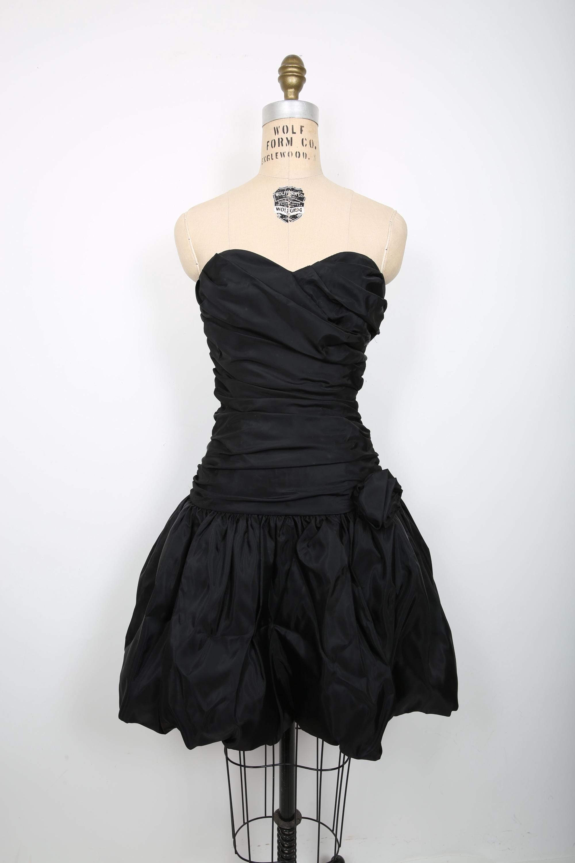 80s Bubble Dress Vintage 80s Ruched Floral Bubble Hem Mini Dress S/M