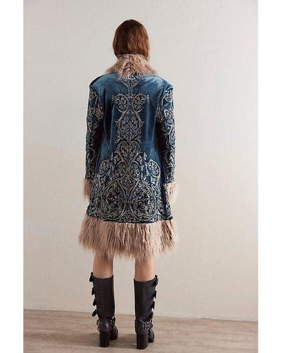 Penny Lane Coat Velvet Coat Floral Embroidered Faux Fur Boho Penny Lane Coat Velvet Coat Floral Embroidered Faux Fur Boho