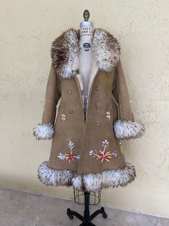 Vintage 70s Afghan Coat Jacket Shearling Sheepski… - image 5