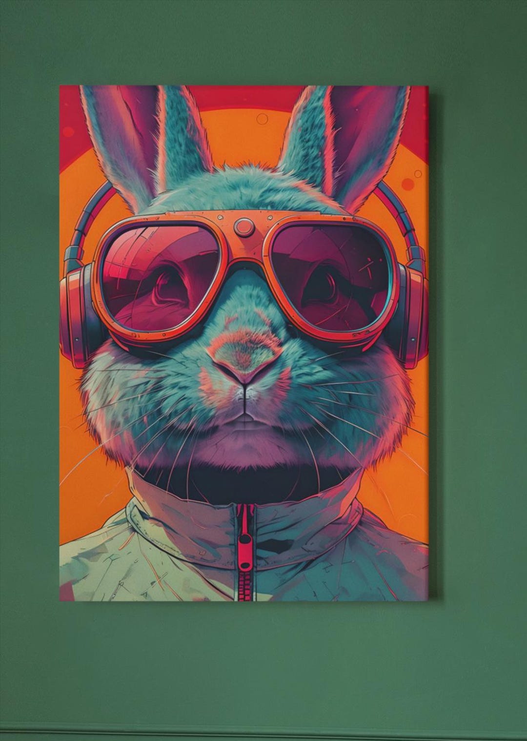 Retro Vintage Hip Hop Bunny Art, Digital Download, Cool Bunny Print ...