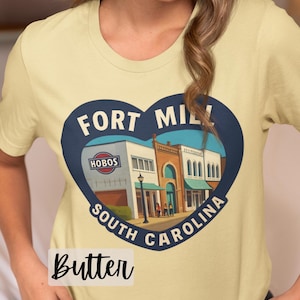 T-shirt Fort Mill Comfort Colors en Caroline du Sud, design vintage du centre-ville, série Fort Mill Design, couleurs confort
