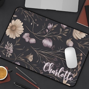 Custom Desk Mat, Cottagecore Desk Mat, Forst Desk Mat, Vintage Desk Mat, Monogram Desk Mat, Large Mouse Pad, Black Desk Mat, Personalized
