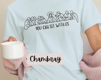 Last Supper Comfort Colors T-Shirt: Jesus Line Art Doodle, You Can Sit With Us