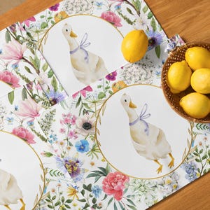 Spring Goose Tischset 4er Set, Aquarell Blumenmuster, 45x36 cm, Cottagecore Tischset, Brother Goose, Blumen Tischsets