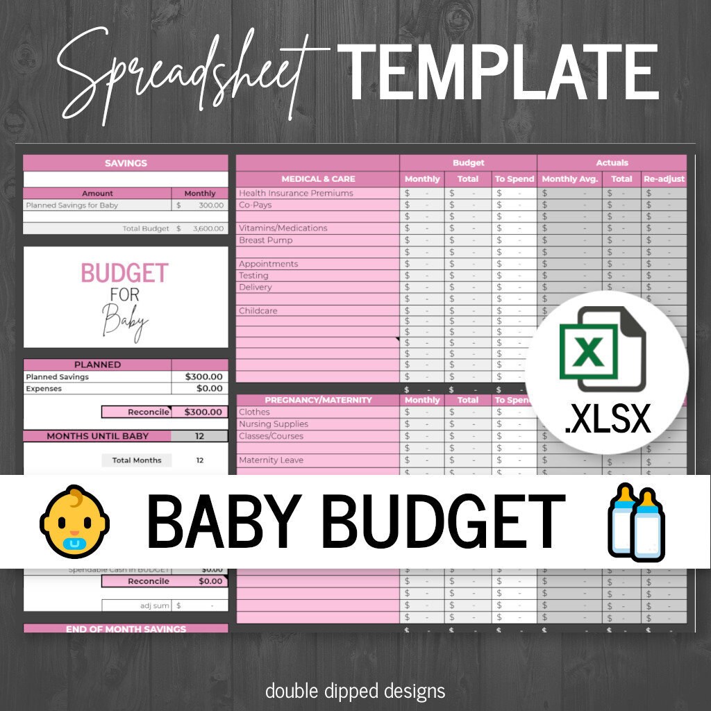 Baby Savings Tracker Pink Planning Budget Spreadsheet Excel - Etsy