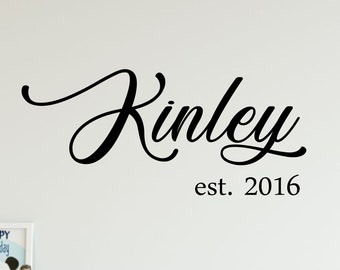 Personalized Last Name Established Date Home Vinyl Wall Art Decal Design